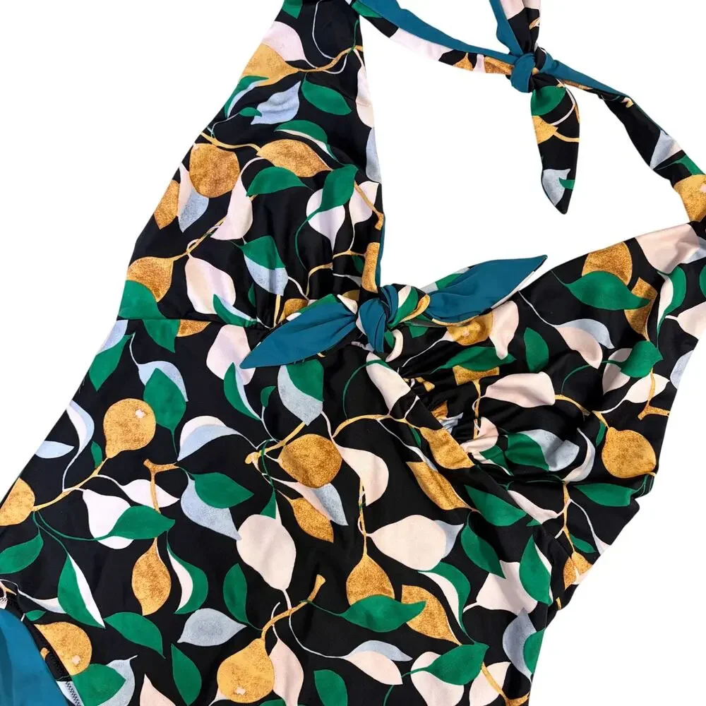 LA DOUBLEJ Bow Bather Orchard Swimsuit XXL US 12 NWT